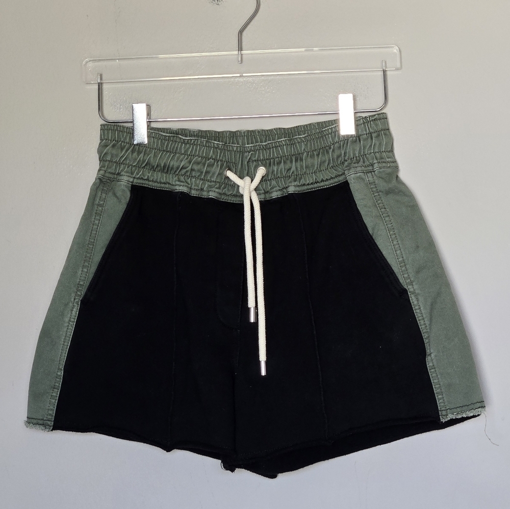 Derek Lam 10 Crosby Resortwear Two-Tone Modest Cotton Terry Pull-On Shorts S